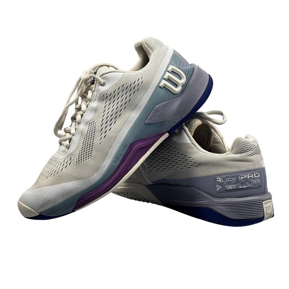 Wilson Rush Pro V4.0 Womens Tennis Shoes 8.5 White Grey Purple Tennis